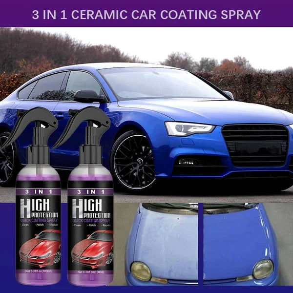 Spray De Protection 3 En 1 Pour Voiture - Revêtement Céramique, Anti-rayures, Brillant Longue Durée (lot De 3)
